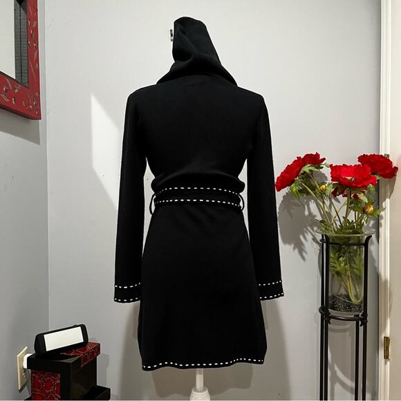NEW Twiggy Longline Whipstitch Belted Hooded Contrast Zip Travel Sweater Jacke… - Picture 6 of 16